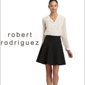 Robert Rodriguez Black Seamed Fit + Flare Skirt
